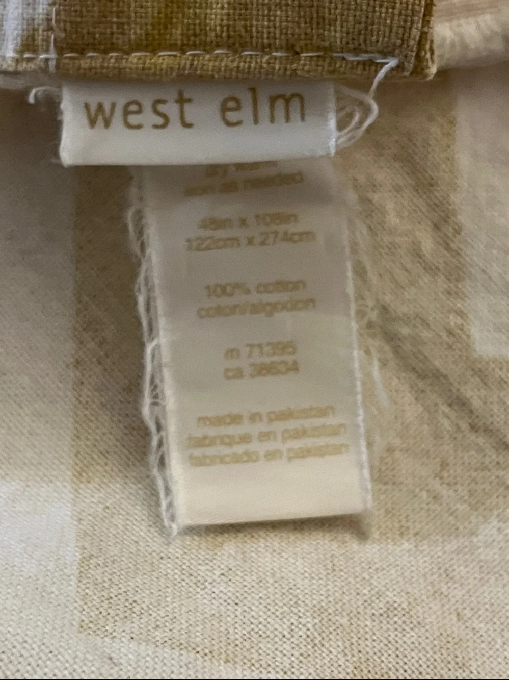 West Elm ~Neutral Stripe 💯Cotton Curtain Panel in Beige & Gold
